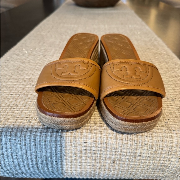 Tory Burch Tan Leather Slide Sandals - Picture 2 of 8